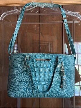 Brahmin Mini Asher Astral Croc-Embossed Leather Shoulder Bag